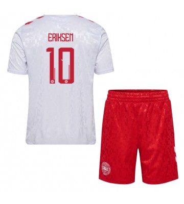 Dinamarca Christian Eriksen #10 Segunda Equipación Niños Eurocopa 2024 Manga Corta (+ Pantalones cortos)